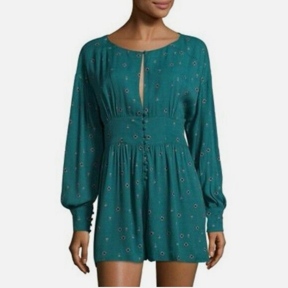Free People Love Grows Green Romper Size Large NEW OB652803 - Picture 14 of 16